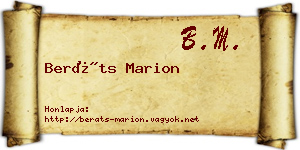 Beráts Marion névjegykártya